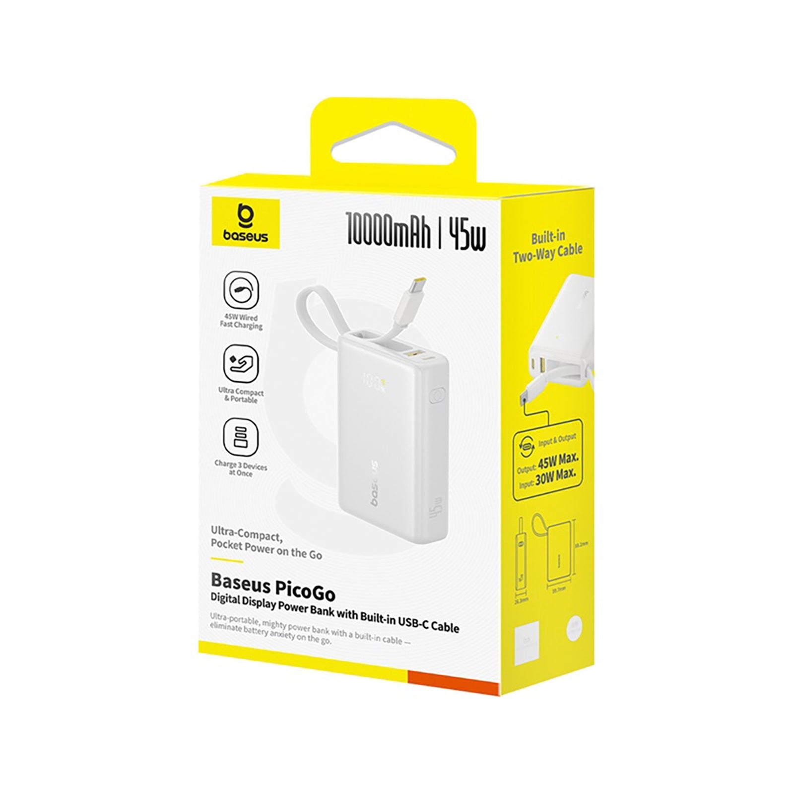Kitchen – Powerbank 10000mAh 45W PicoGo USB-A USB-C with built-in - Carlat