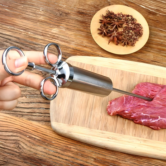 Kitchen – Syringe for injecting meat with marinade—injector, steel, 3 needles - Carlat