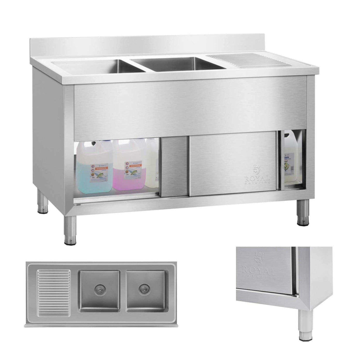 Kitchen & Utility Sinks – Industrial 2-bowl catering sink on - Carlat