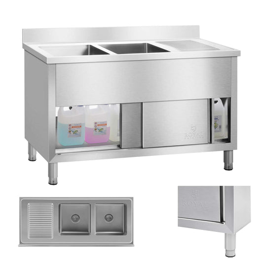 Kitchen & Utility Sinks – Industrial 2-bowl catering sink on - Carlat
