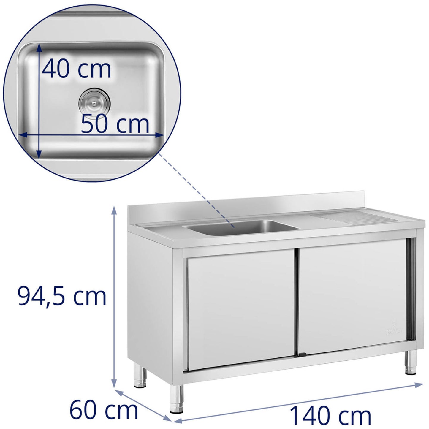 Kitchen & Utility Sinks – Single-bowl catering pool sink with - Carlat