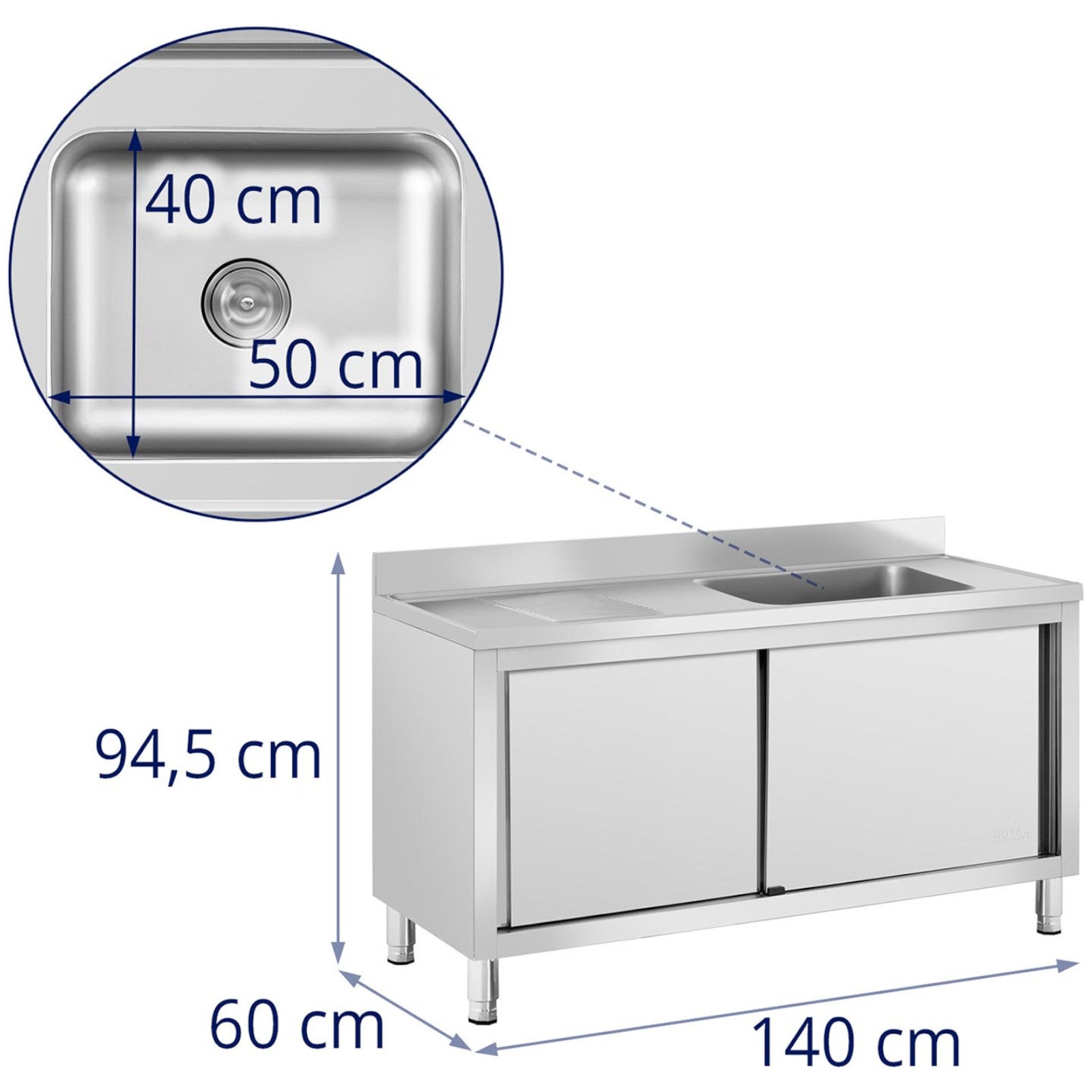 Kitchen & Utility Sinks – Single-bowl catering pool sink with - Carlat