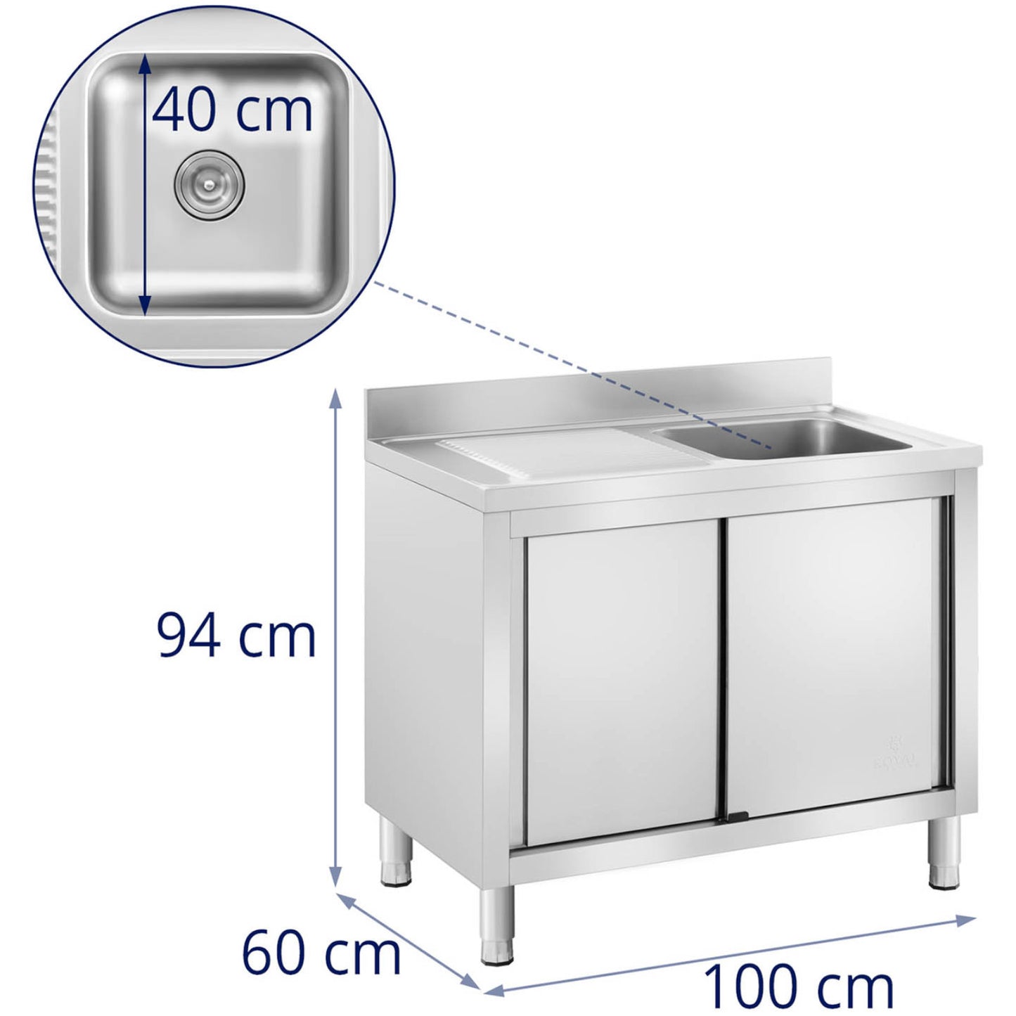 Kitchen & Utility Sinks – Single-bowl catering pool sink with - Carlat