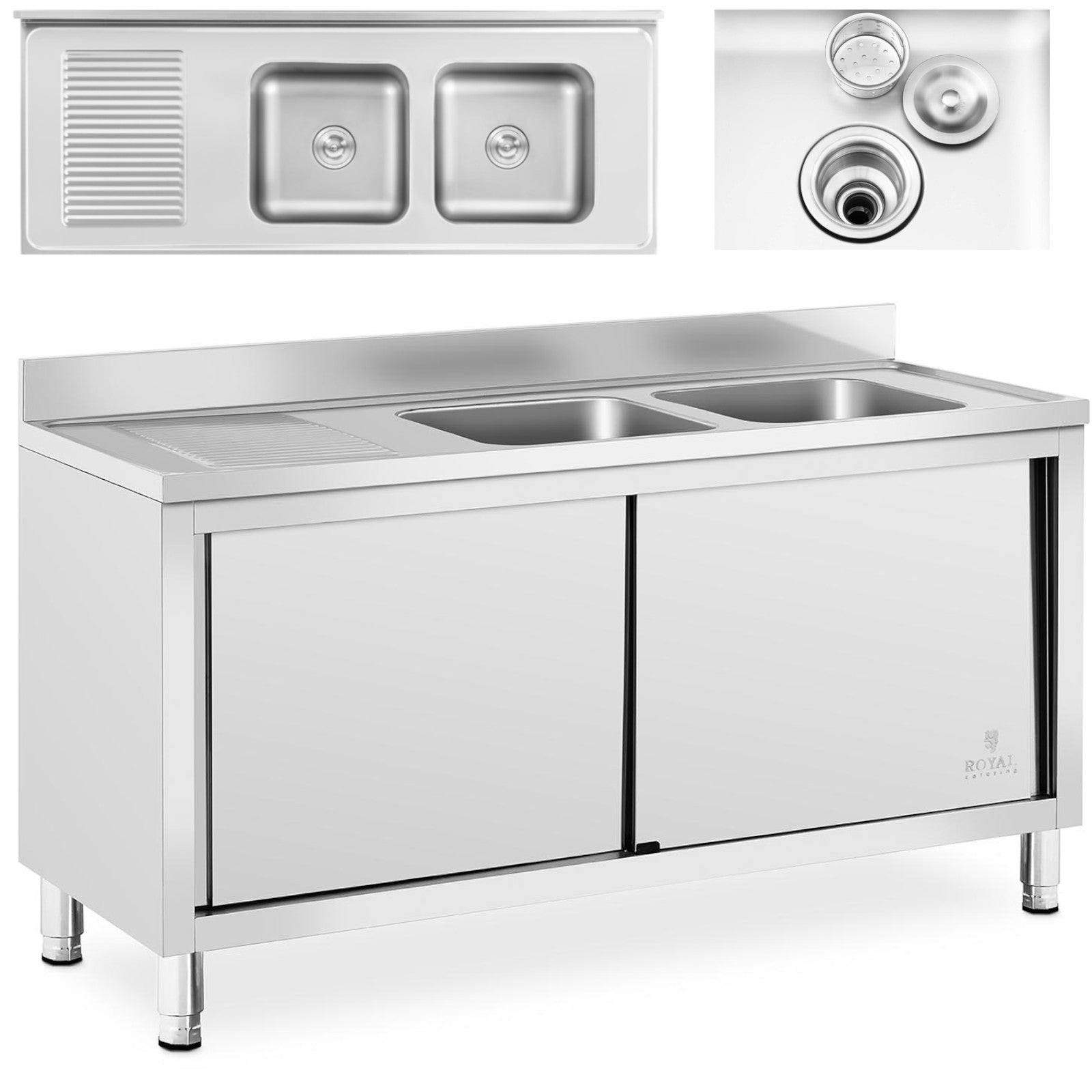 Kitchen & Utility Sinks – Two-bowl catering pool sink with - Carlat