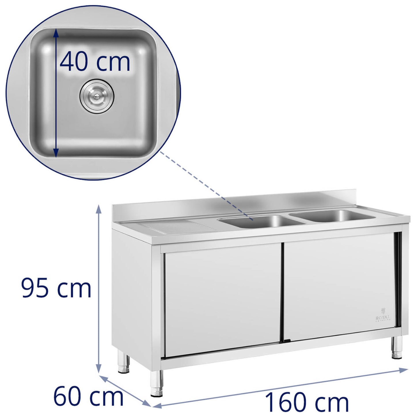 Kitchen & Utility Sinks – Two-bowl catering pool sink with - Carlat
