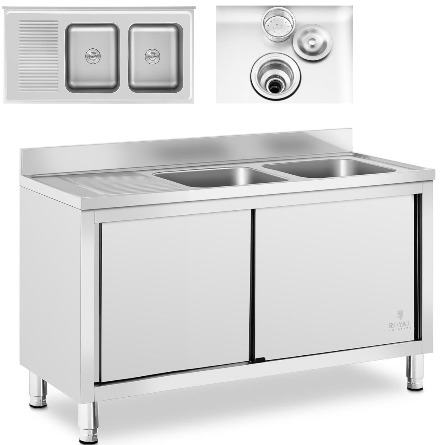 Kitchen & Utility Sinks – Two-bowl catering pool sink with - Carlat