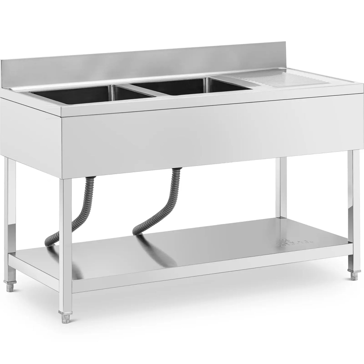 Kitchen & Utility Sinks – Two-bowl pool sink with drainer, - Carlat
