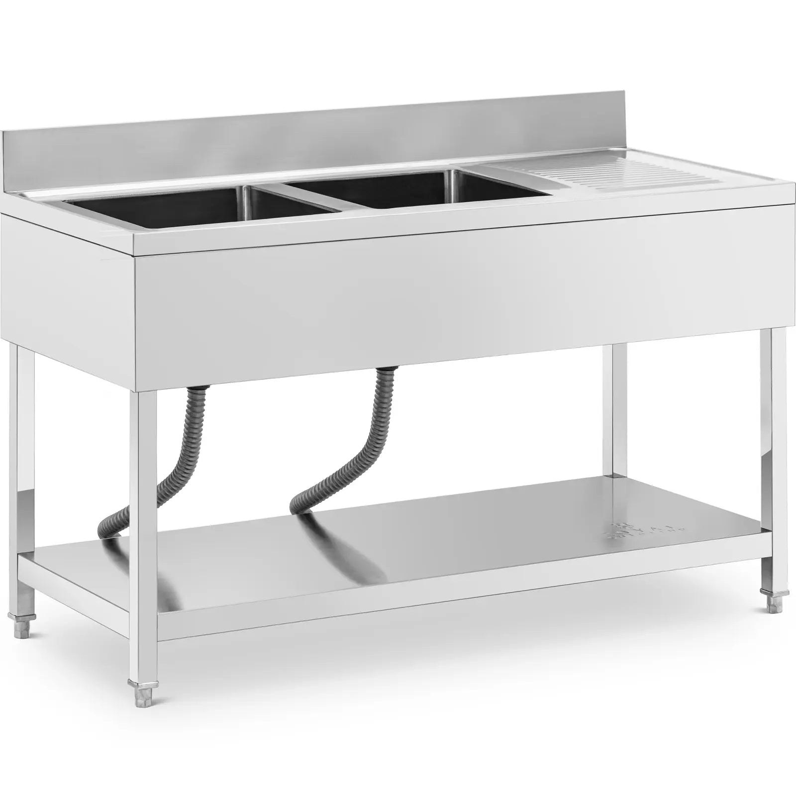 Kitchen & Utility Sinks – Two-bowl pool sink with drainer, - Carlat