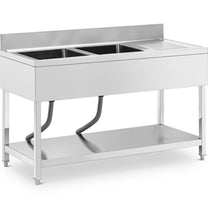 Kitchen & Utility Sinks – Two-bowl pool sink with drainer, - Carlat