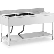 Kitchen & Utility Sinks – Two-bowl pool sink with drainer, - Carlat