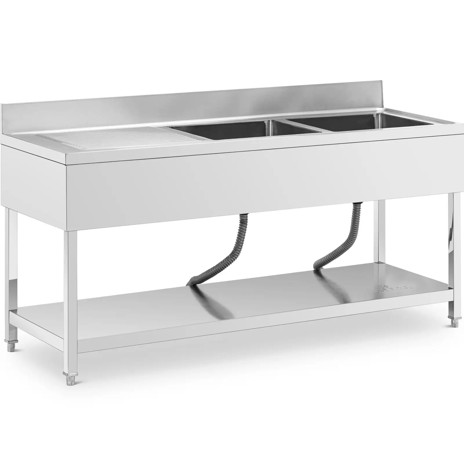 Kitchen & Utility Sinks – Two-bowl pool sink with drainer, - Carlat