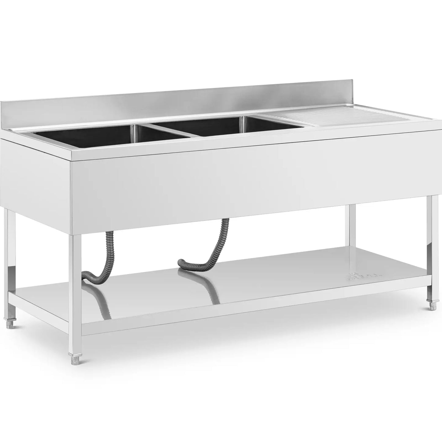 Kitchen & Utility Sinks – Two-bowl pool sink with drainer, - Carlat