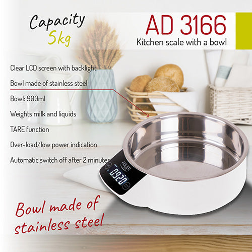 ADLER Kitchen scales – AD 3166 Kitchen scale with bowl – image 12