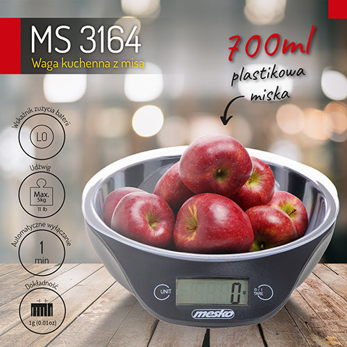 MESKO Kitchen scales – MS 3164 Kitchen Scale with Bowl – image 4