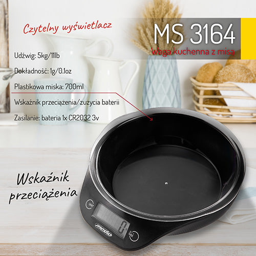 MESKO Kitchen scales – MS 3164 Kitchen Scale with Bowl – image 6
