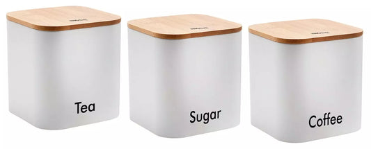 Knife blocks and – 3-Piece Steel-Bamboo Kitchen Container Set, White, Kinghoff - Carlat