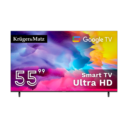 Kruger&Matz 55" UHD Google TV 5.0 TV DVB-T2/T/C H.265 HEVC - Carlat