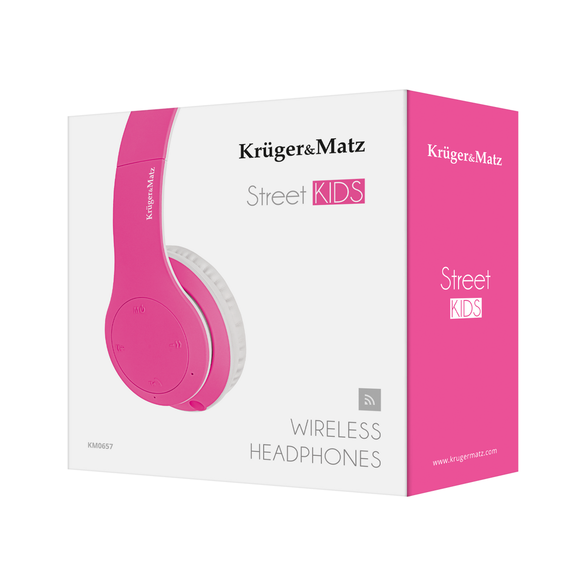 Kruger&amp;Matz Street Kids Wireless Over-Ear Headphones for Kids, Pink - Carlat