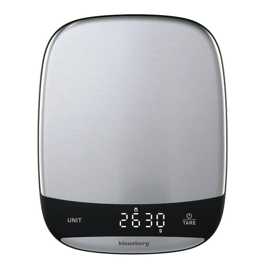 LED kitchen scale, 10 kg capacity, 1 g accuracy, USB-C, tare function, Klausberg - Carlat