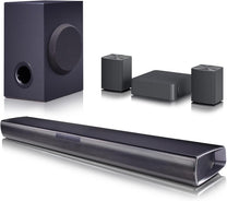 LG SQC4R 4.1 Soundbar (220W) with Wireless Subwoofer and Rear Speakers (Adaptive Sound Control, Bluetooth), Black - Carlat