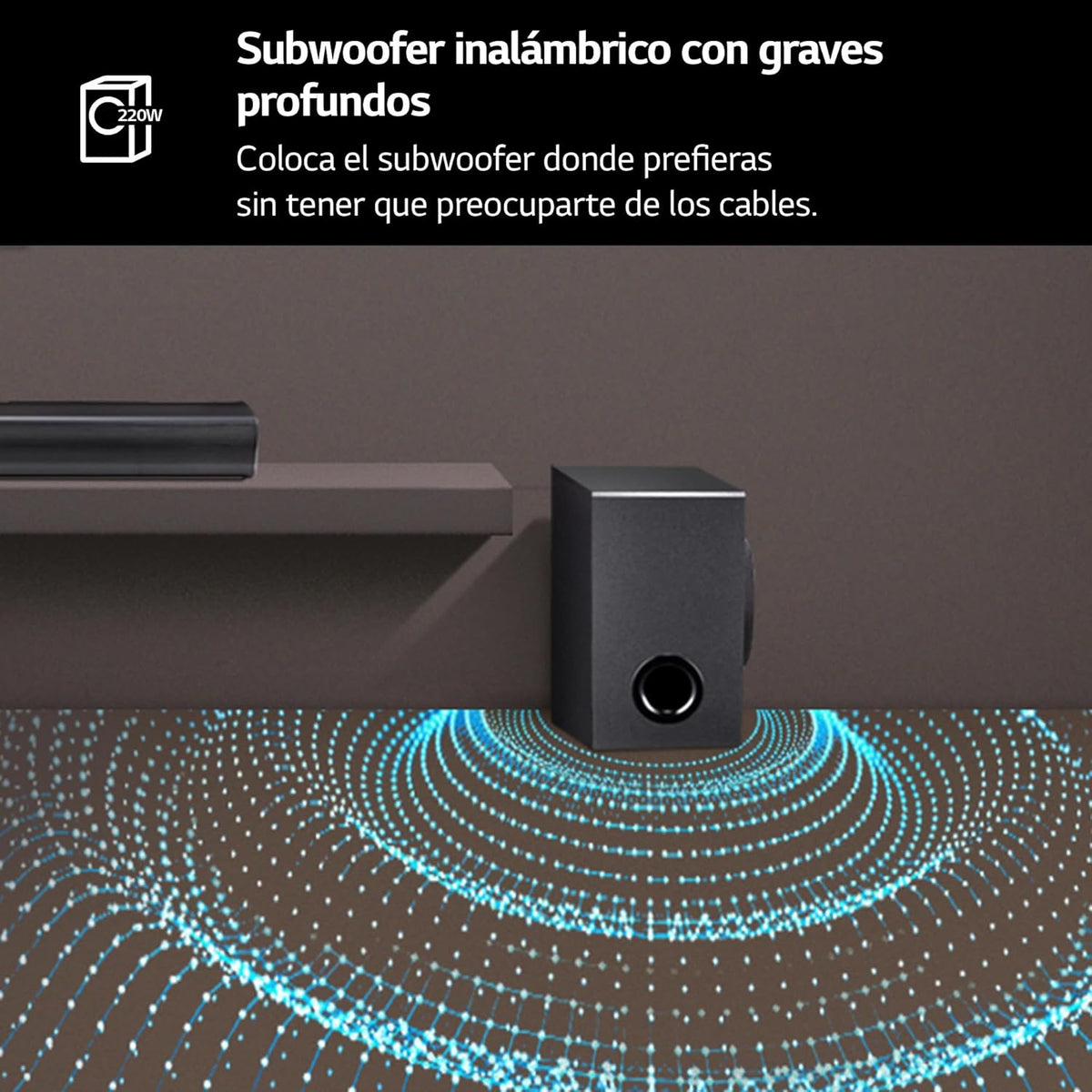 LG SQC4R 4.1 Soundbar (220W) with Wireless Subwoofer and Rear Speakers (Adaptive Sound Control, Bluetooth), Black - Carlat