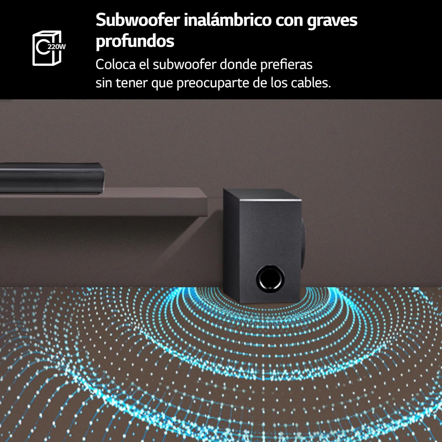 LG SQC4R 4.1 Soundbar (220W) with Wireless Subwoofer and Rear Speakers (Adaptive Sound Control, Bluetooth), Black - Carlat