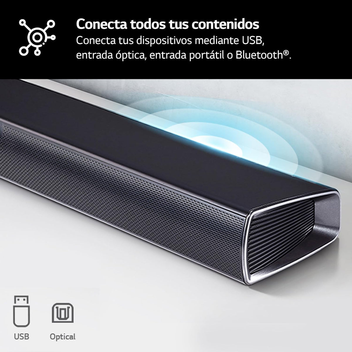 LG SQC4R 4.1 Soundbar (220W) with Wireless Subwoofer and Rear Speakers (Adaptive Sound Control, Bluetooth), Black - Carlat