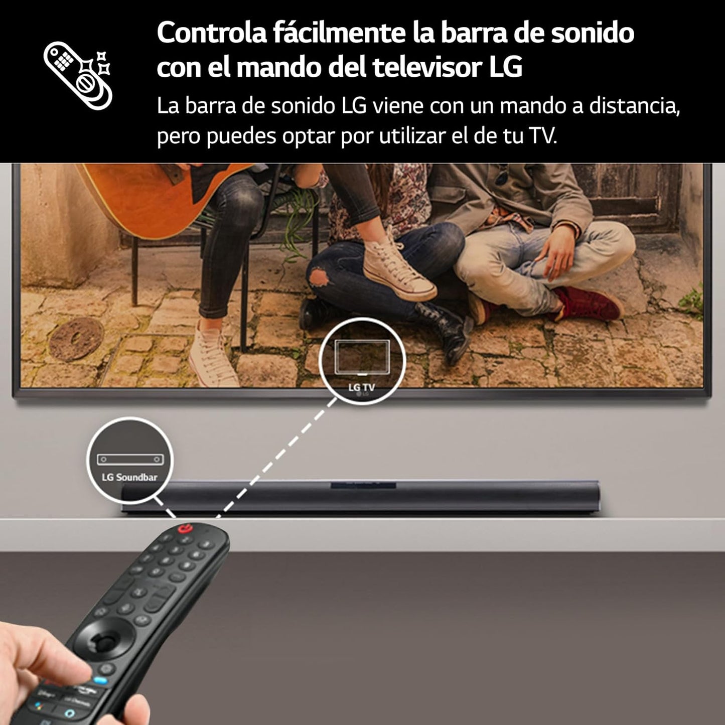 LG SQC4R 4.1 Soundbar (220W) with Wireless Subwoofer and Rear Speakers (Adaptive Sound Control, Bluetooth), Black - Carlat