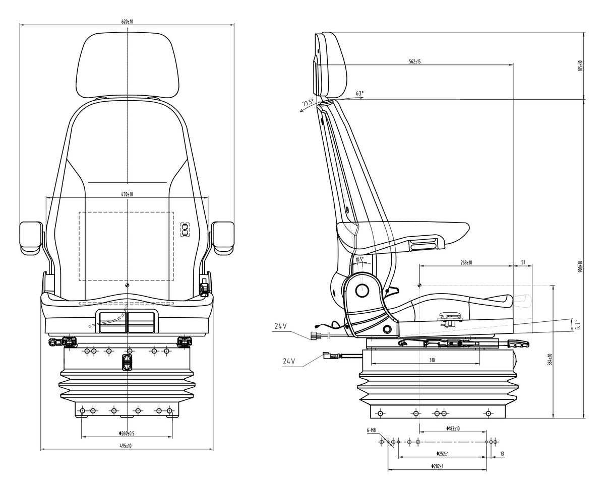 LGV120/C7 Pro 24V Air suspension seat - Carlat