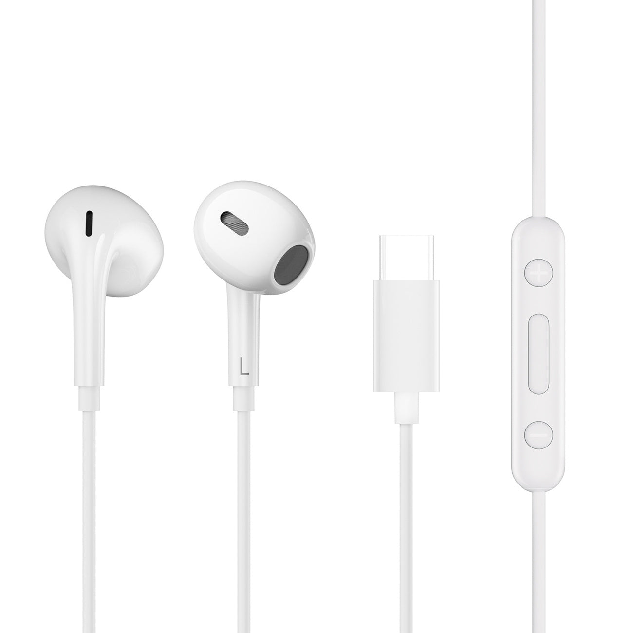 LH1 1.15m wired in-ear headphones with remote control and microphone - white - Carlat