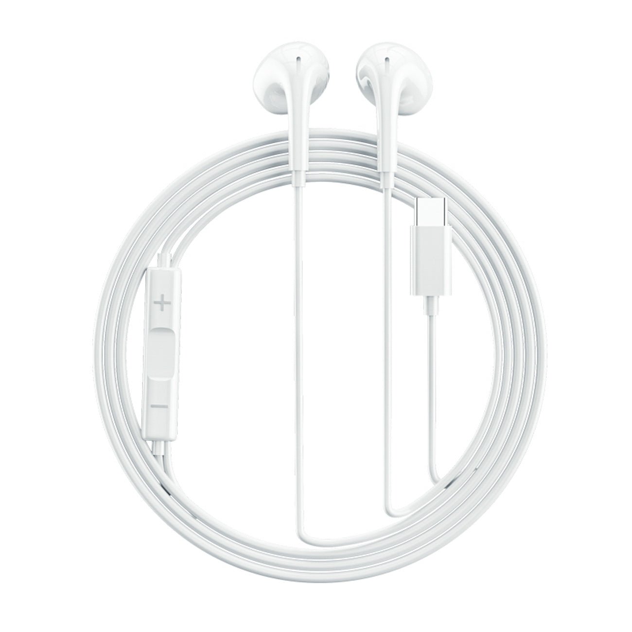 LH1 1.15m wired in-ear headphones with remote control and microphone - white - Carlat