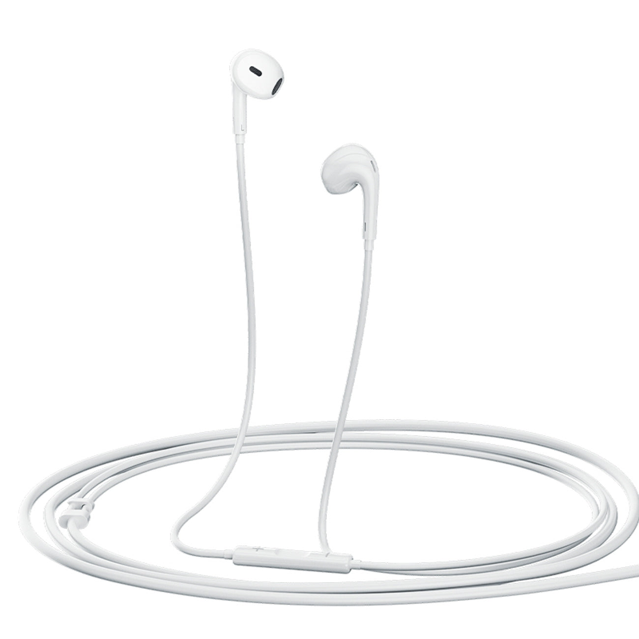 LH1 1.15m wired in-ear headphones with remote control and microphone - white - Carlat