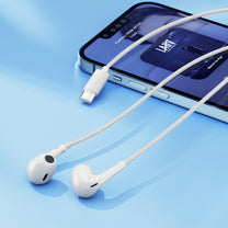 LH1 1.15m wired in-ear headphones with remote control and microphone - white - Carlat