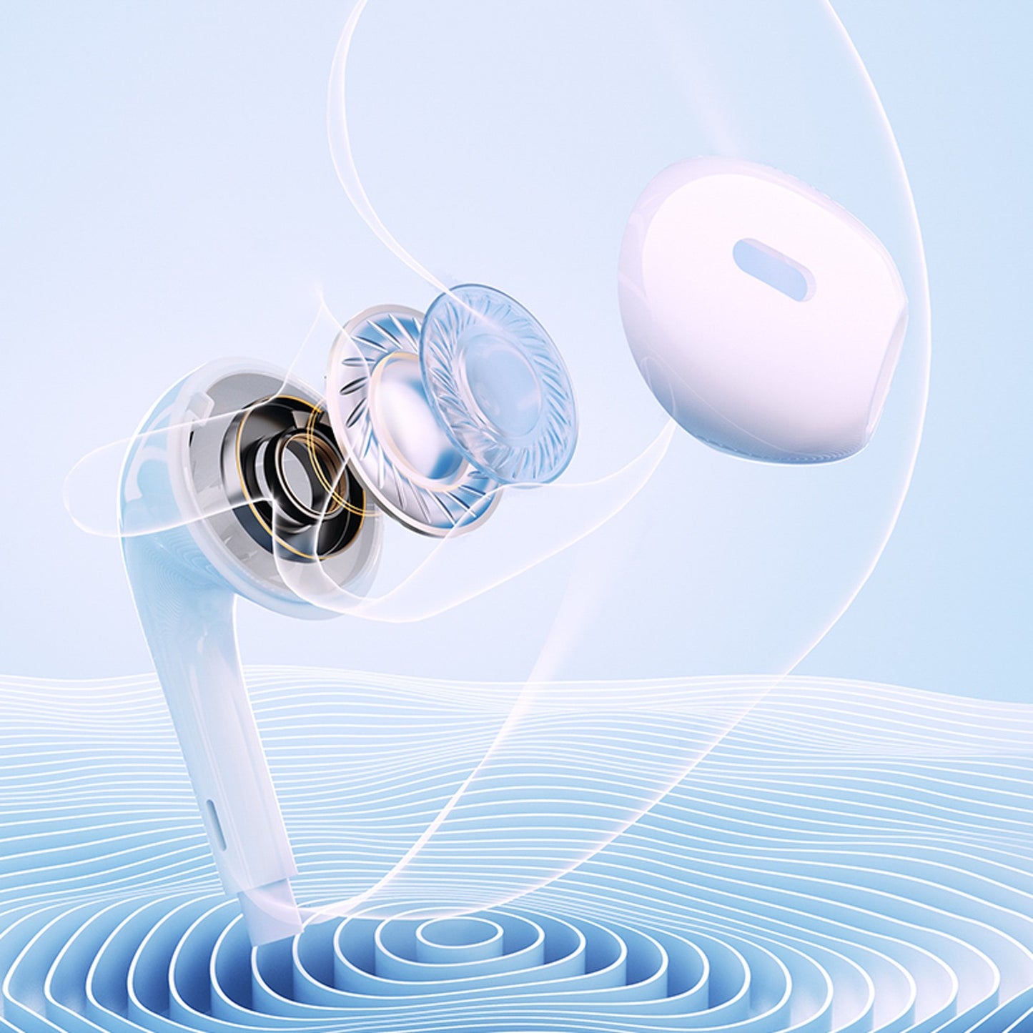 LH1 1.15m wired in-ear headphones with remote control and microphone - white - Carlat