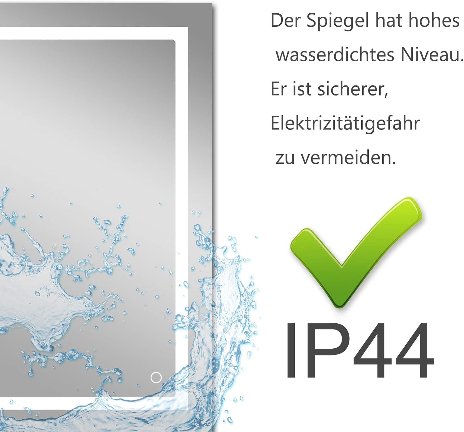 LISA LED Bathroom Mirror with Lighting, 80 x 60 cm, Large Bathroom Mirror with Touch, Dimmable, Warm White/Cool White Light, Anti-Fog Wall Mirror for Bathroom, Toilet, Hallway, Rear Lighting - Carlat