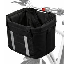 Large fabric bicycle basket with handlebars - black - Carlat
