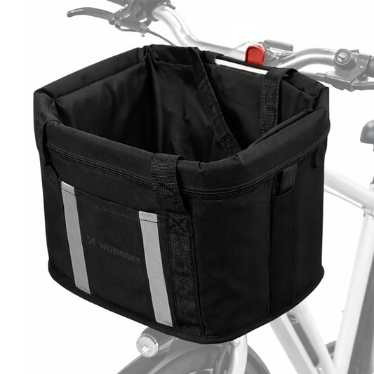 Large fabric bicycle basket with handlebars - black - Carlat