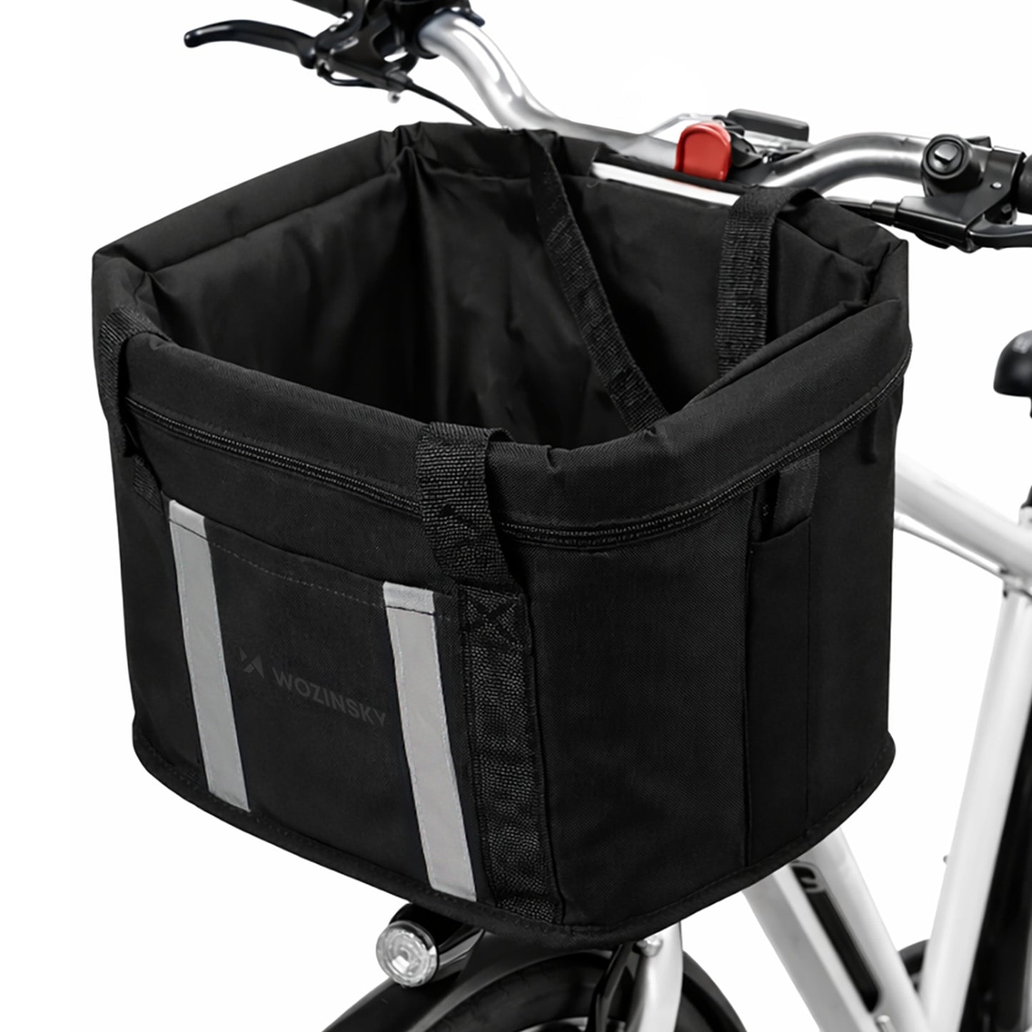 Large fabric bicycle basket with handlebars - black - Carlat