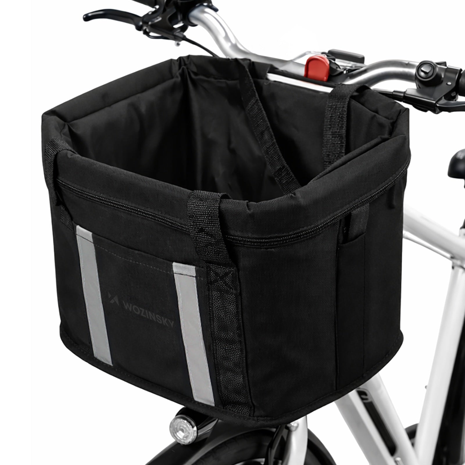 Large fabric bicycle basket with handlebars - black - Carlat