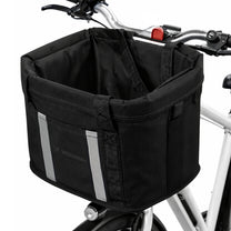 Large fabric bicycle basket with handlebars - black - Carlat