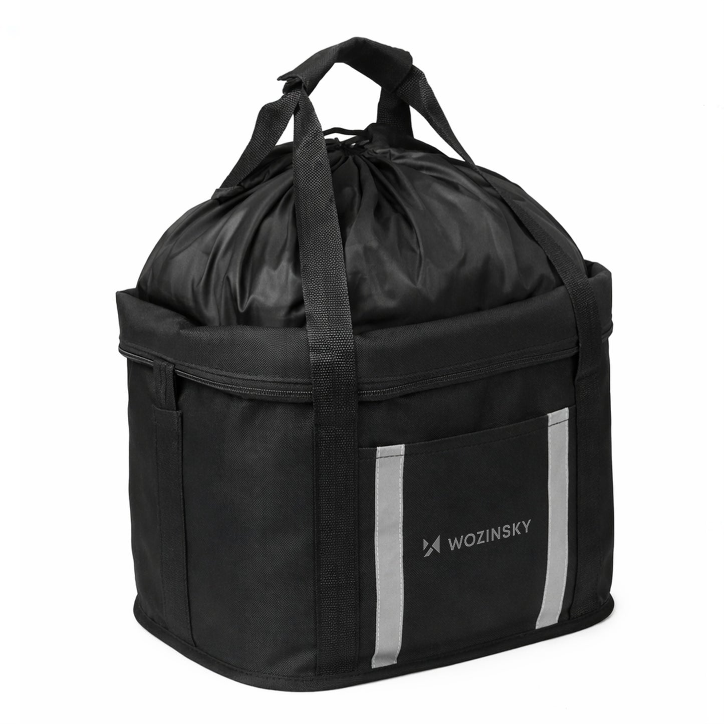 Large fabric bicycle basket with handlebars - black - Carlat