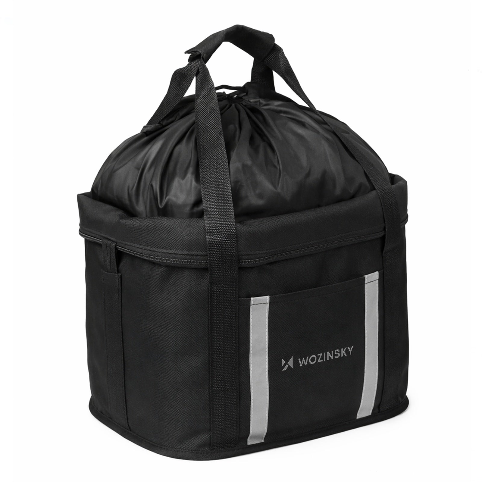 Large fabric bicycle basket with handlebars - black - Carlat