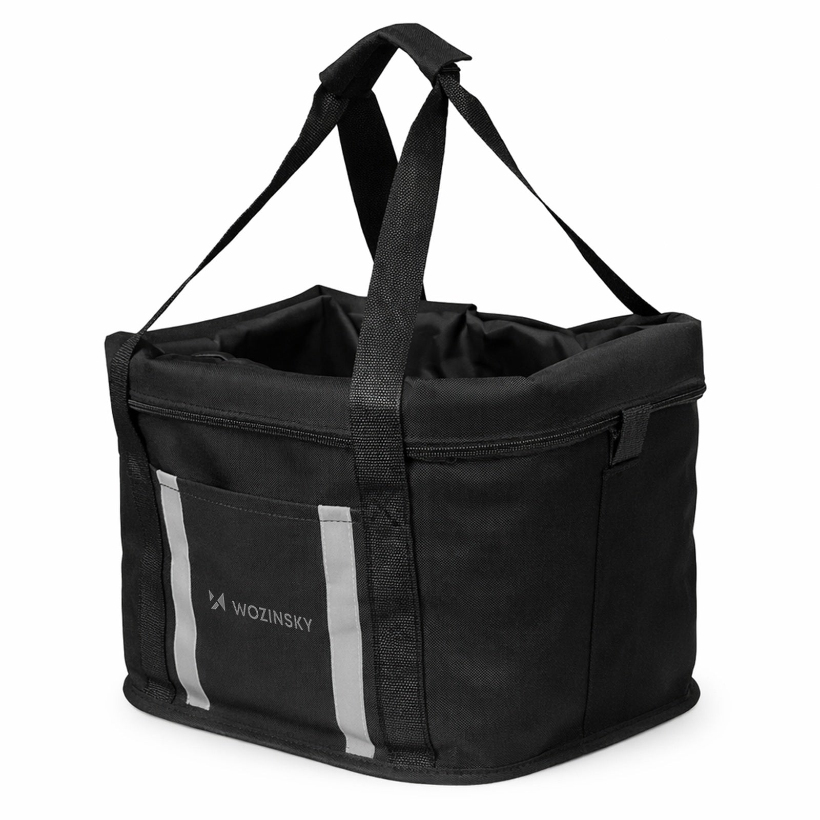 Large fabric bicycle basket with handlebars - black - Carlat