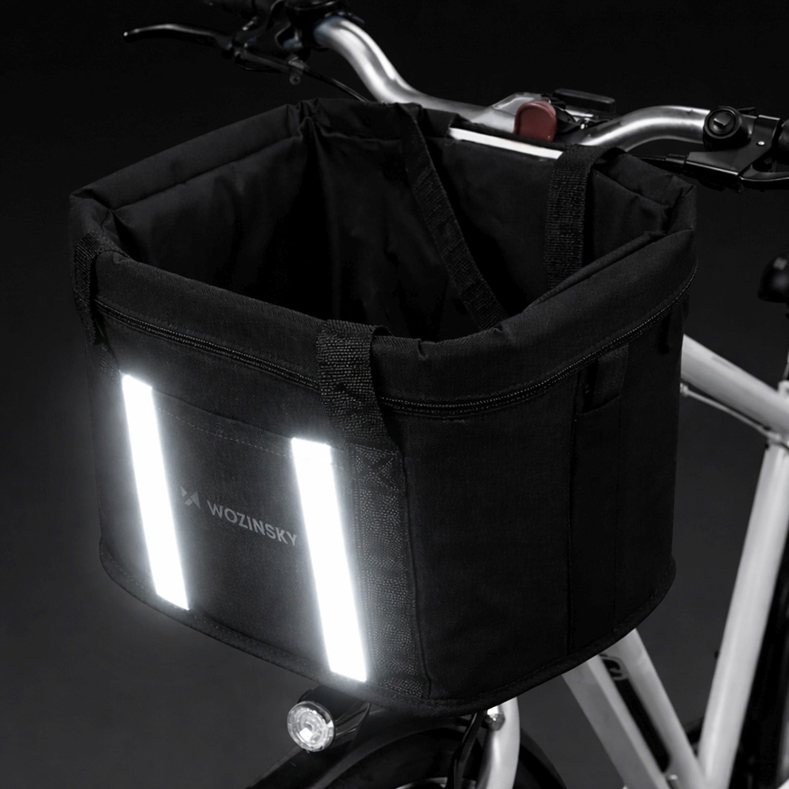 Large fabric bicycle basket with handlebars - black - Carlat