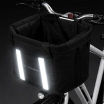Large fabric bicycle basket with handlebars - black - Carlat