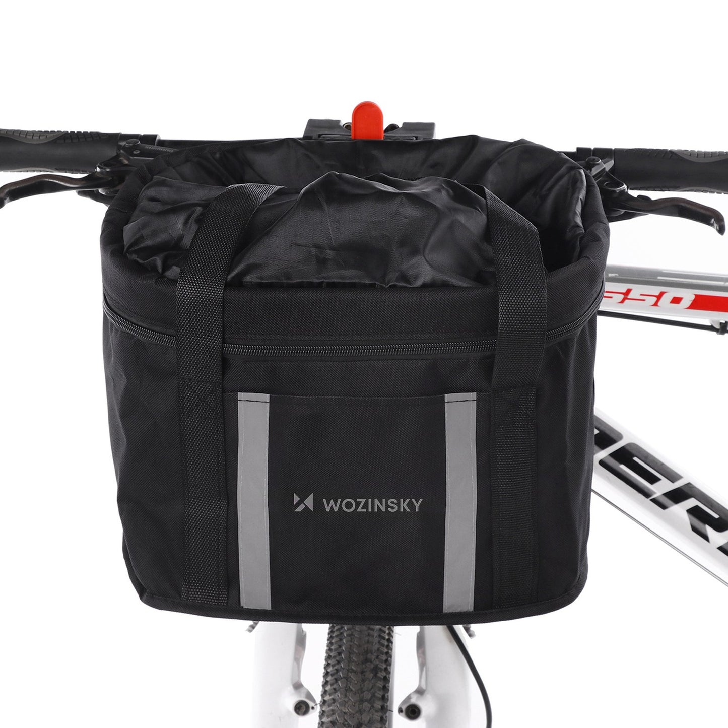 Large fabric bicycle basket with handlebars - black - Carlat