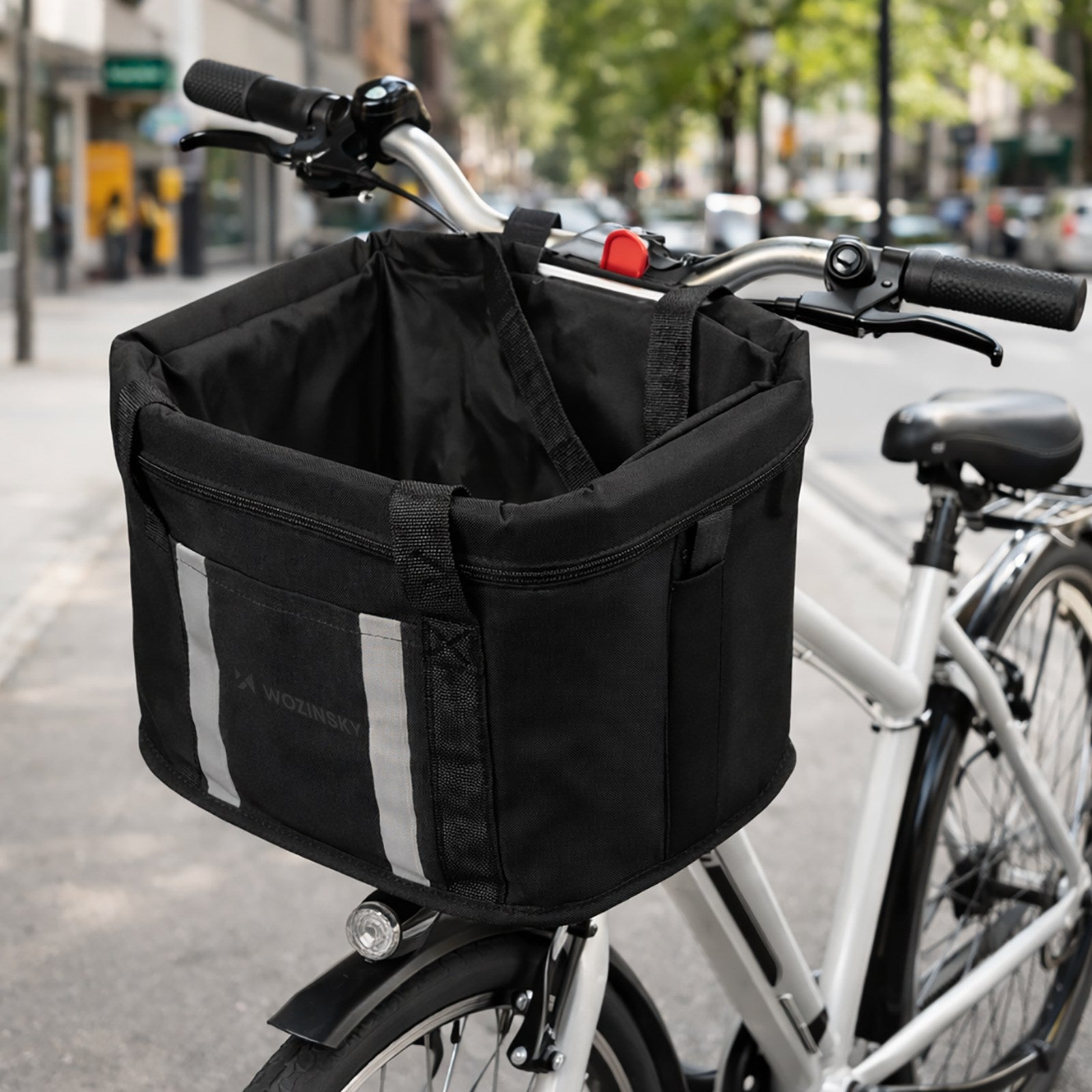 Large fabric bicycle basket with handlebars - black - Carlat