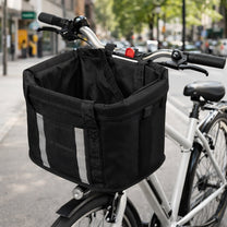 Large fabric bicycle basket with handlebars - black - Carlat