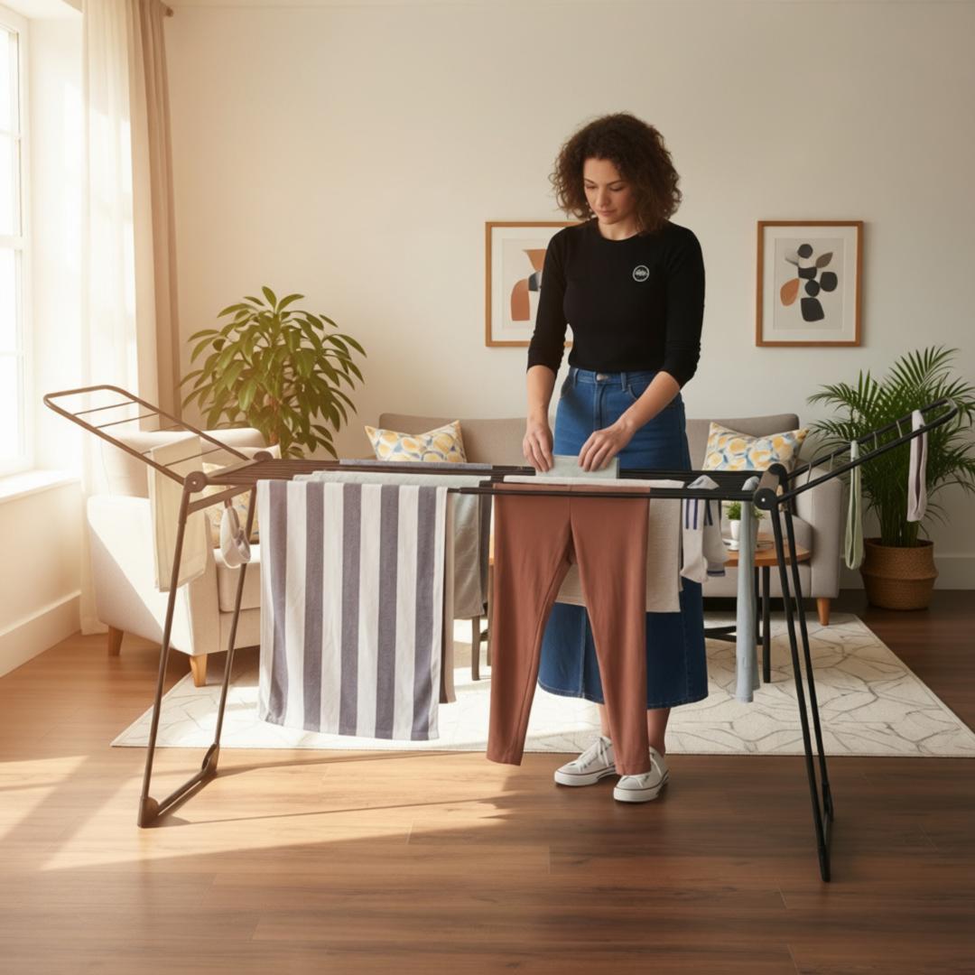 Large, foldable clothes drying rack, up to 25 kg, black, XXL, Kinghoff KH-2045 - Carlat