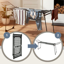 Large, foldable clothes drying rack, up to 25 kg, black, XXL, Kinghoff KH-2045 - Carlat